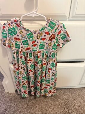 Good too Grow Apple juice Kids White Multi-Color Printed Bamboo Viscose Dress 2T
